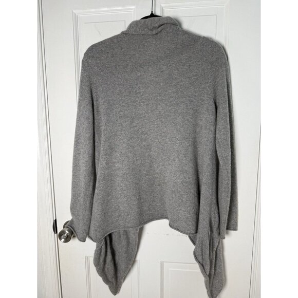 Kenar Gray Ruffle Cascade 100% Cashmere Open Cardigan Sweater M - Flawed - Picture 4 of 9